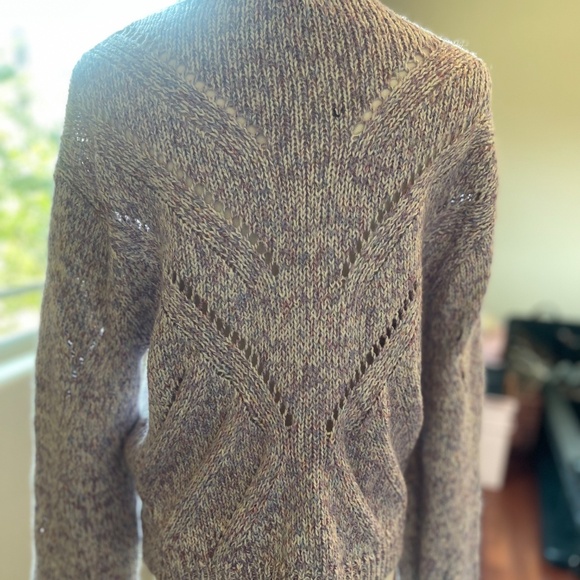 Line The Label Cotton Blend Uma Open Knit Marled Purple Pointelle Sweater Sz S - Picture 6 of 14